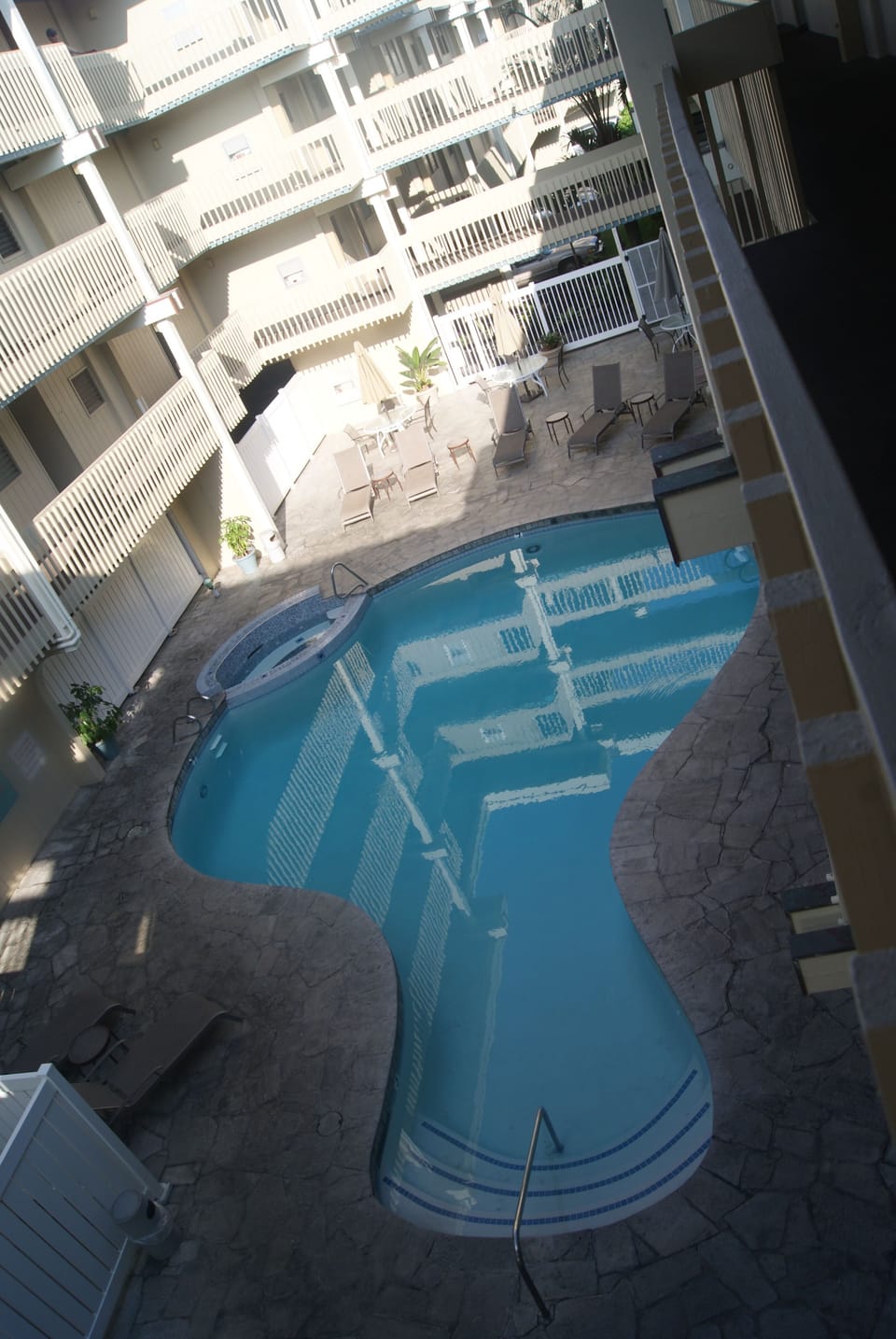 View of Pool from outside the front door