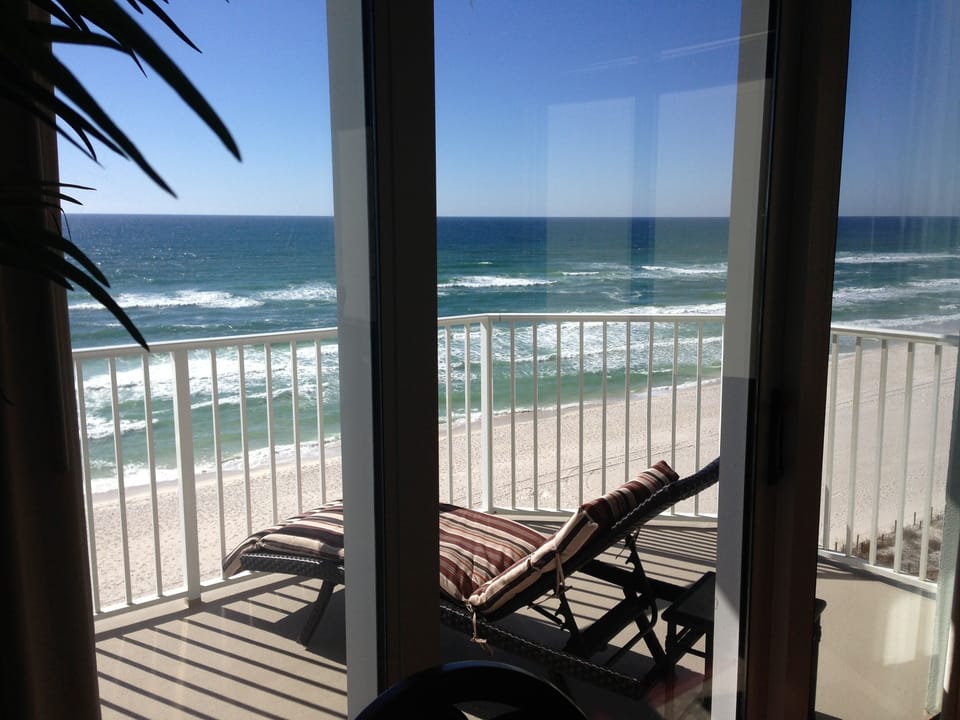 View from bed in Ocean front Master Suite #1, The Emerald Room