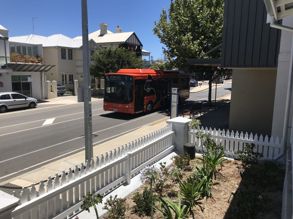 The Free Fremantle Cat bus stop just next door
