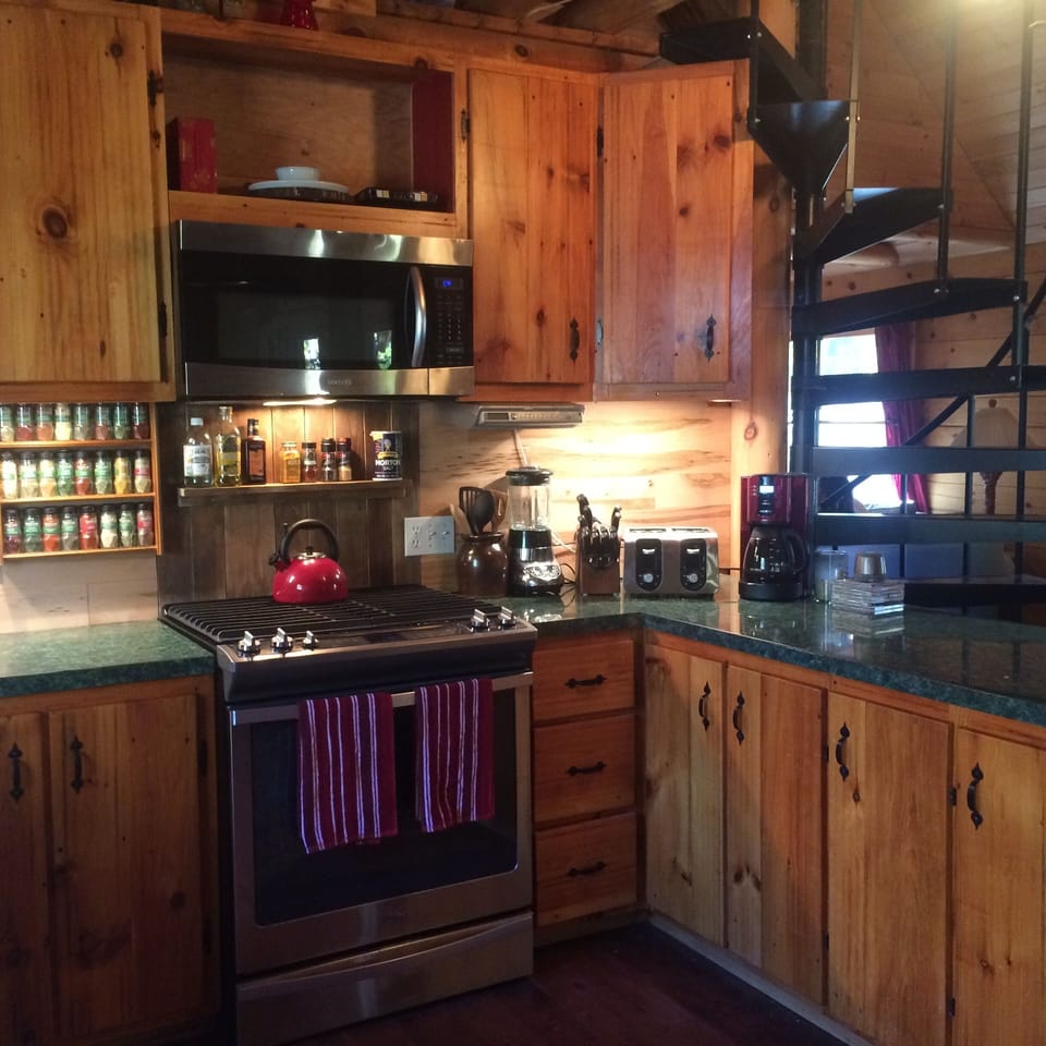 Our fully stocked kitchen with all that you will need to cook a delicious meal 
