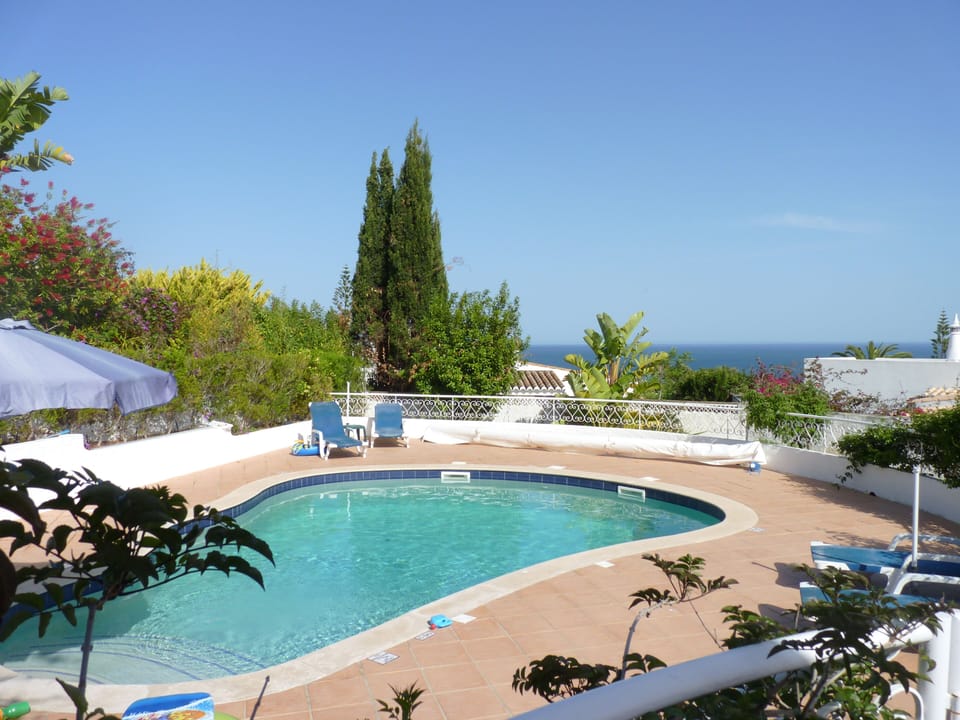 The mild salt water pool and terrace area