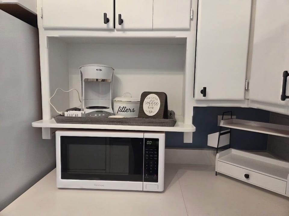 Early morning at the coffee bar in the kitchen.
