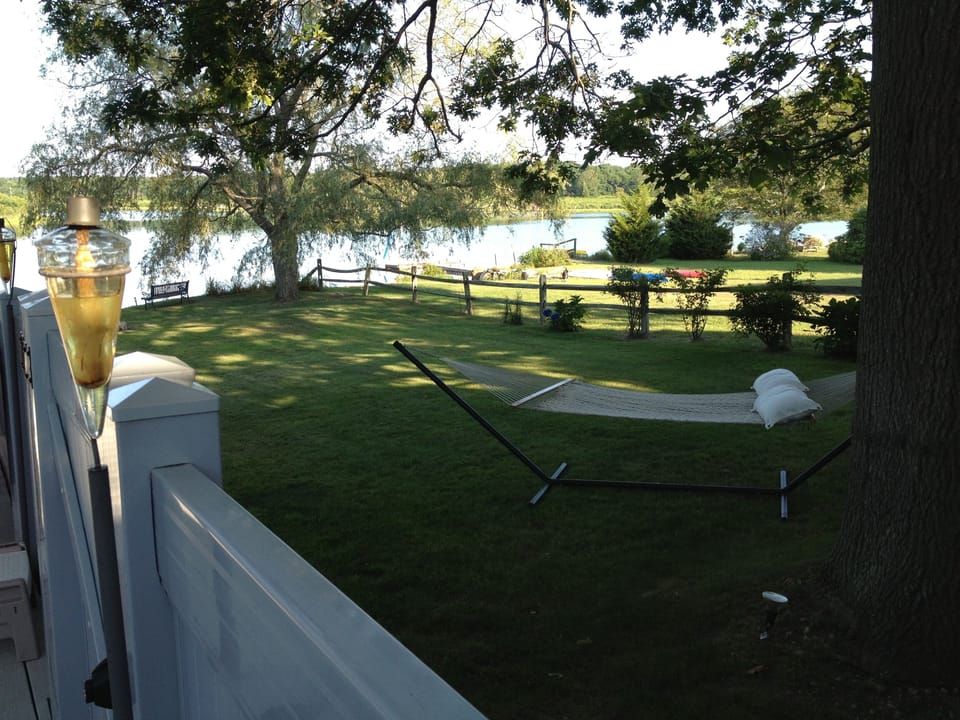 Relax on the hammock facing the water