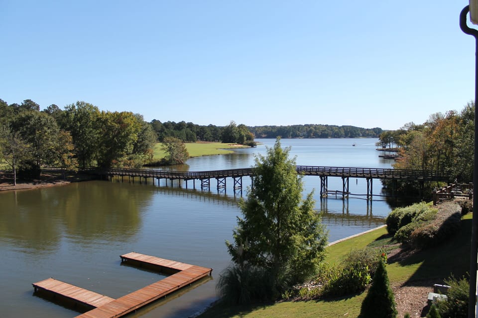View of docks and 10th hole over the water