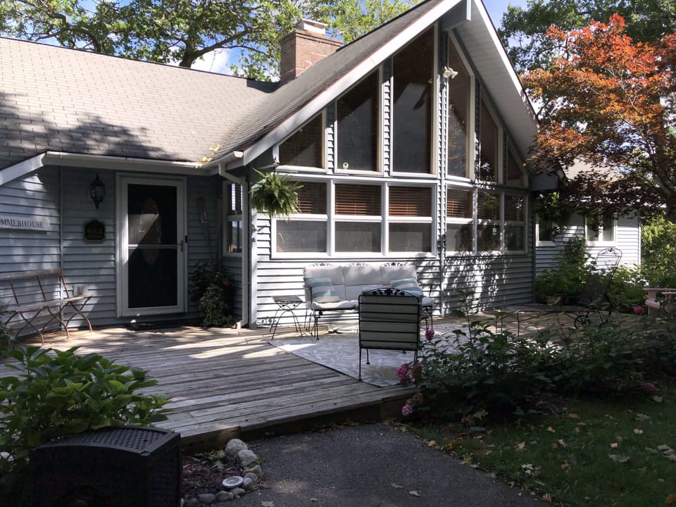 Front view of our home-overlooking wooded area and driveway 