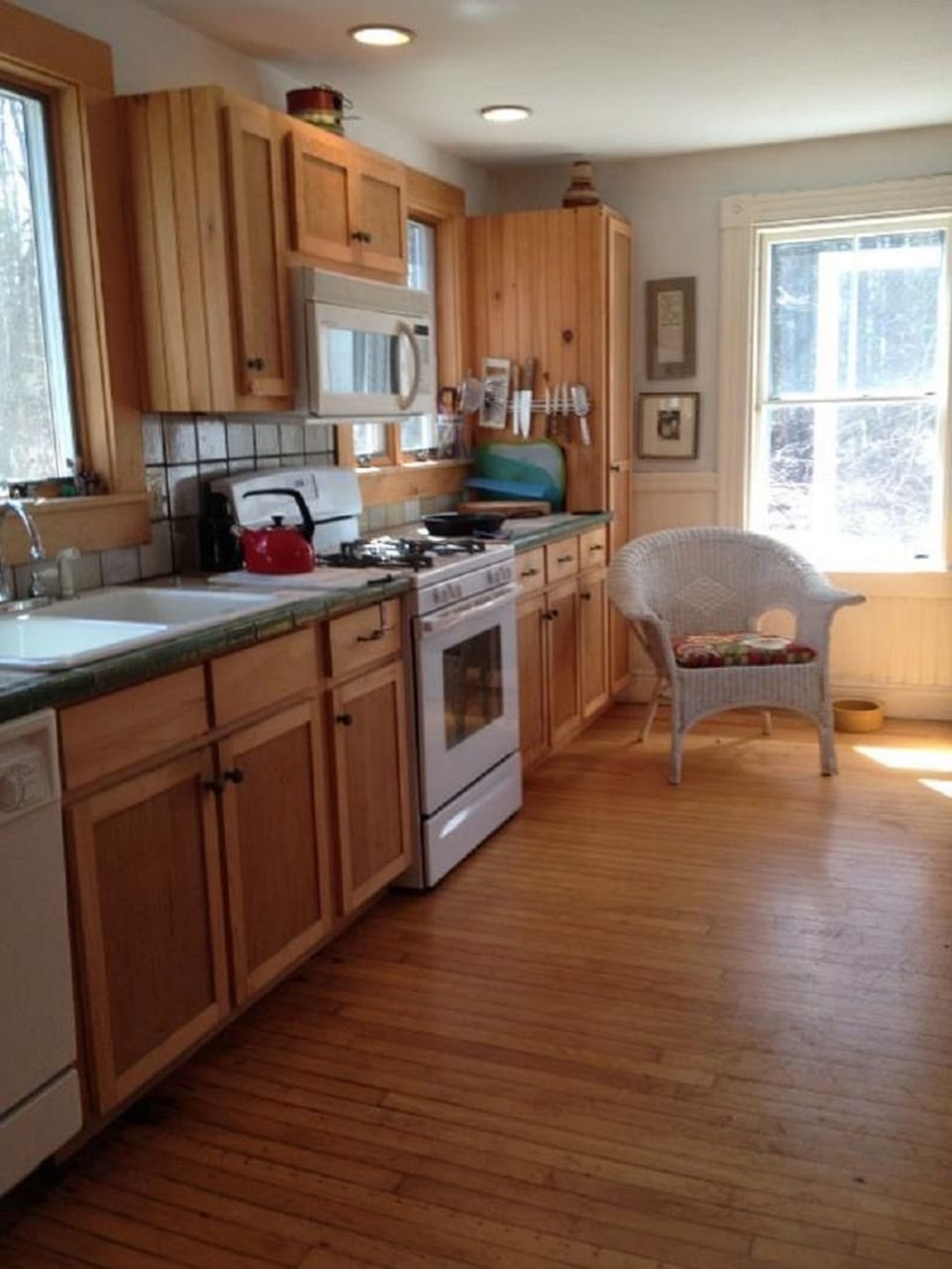 Kitchen with dishwasher, gas range,  and microwave
