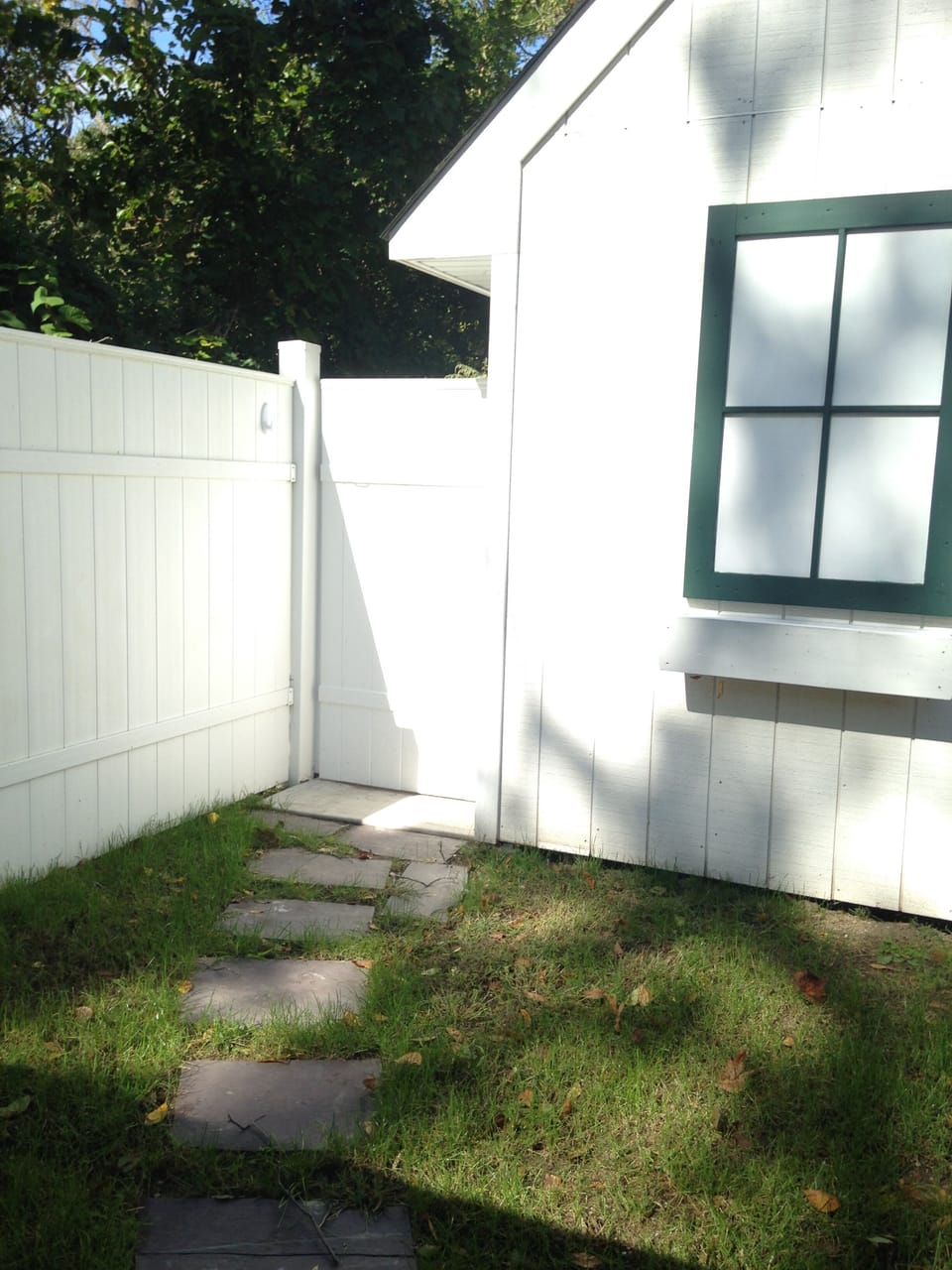 Shed and path to outdoor shower