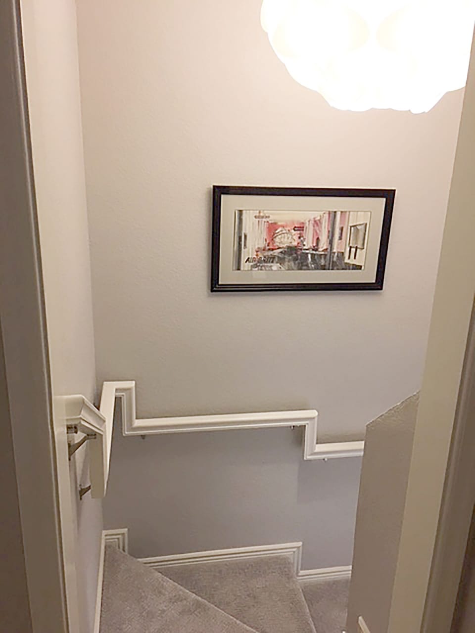 Top of the stairs at your private entrance