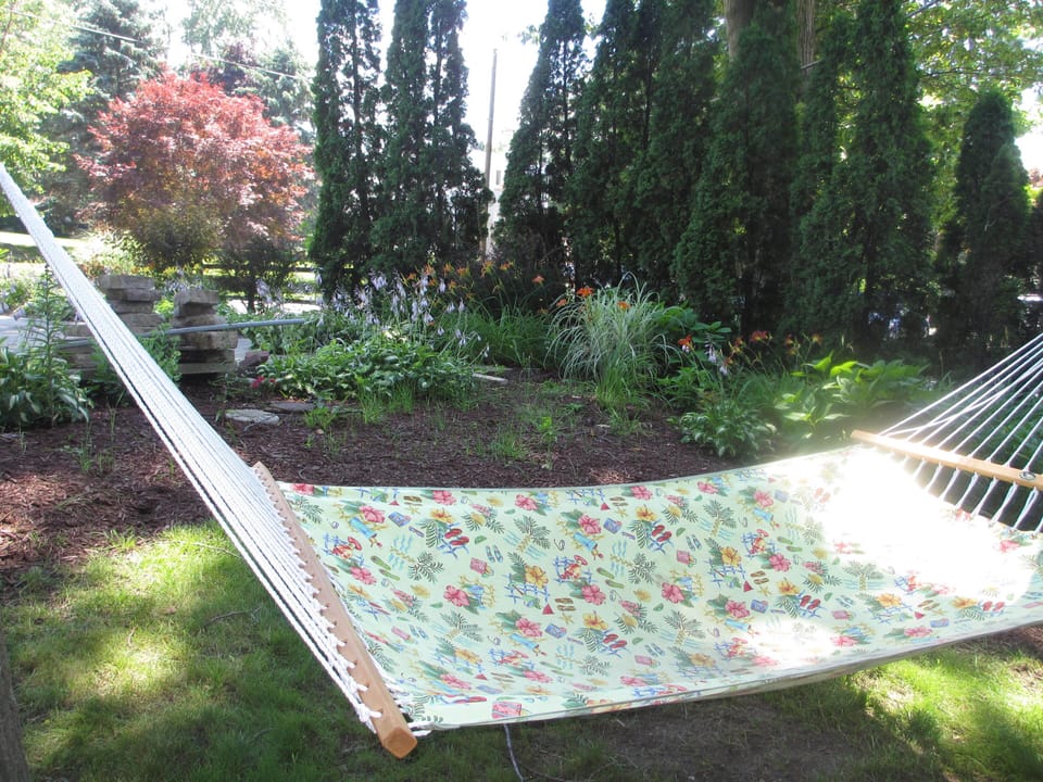 Our hammock is always in the shade and  captures a nice lake breeze