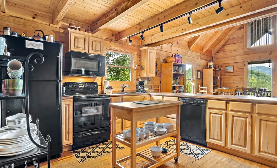 All black appliances in the kitchen