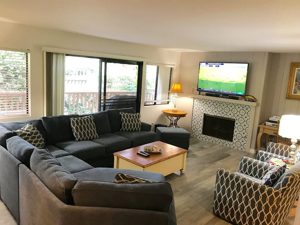 Family room with 60" flat screen TV