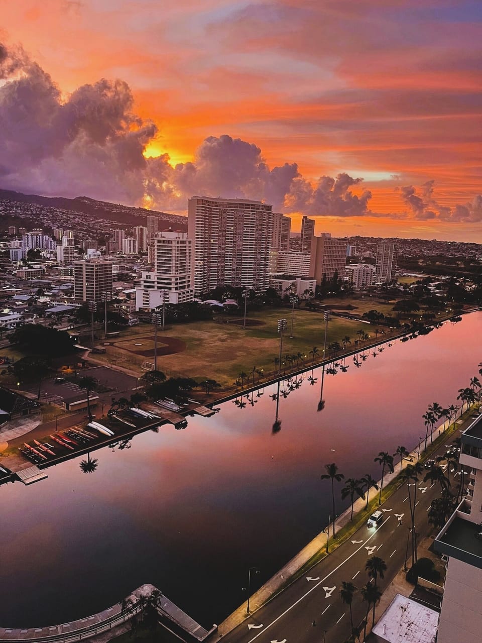 Beautiful sunset view. Photo taken from living room window.