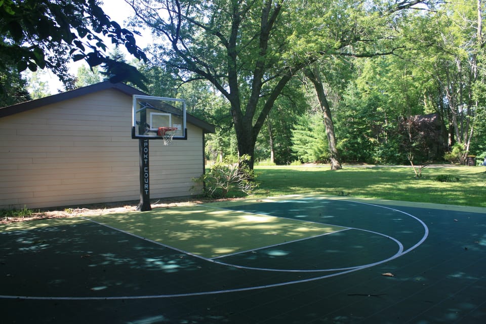 half basketball and shuffle board court