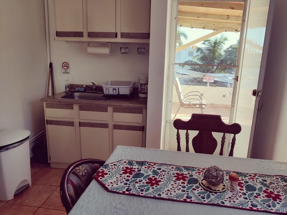Kitchen area that leads to the terrace
