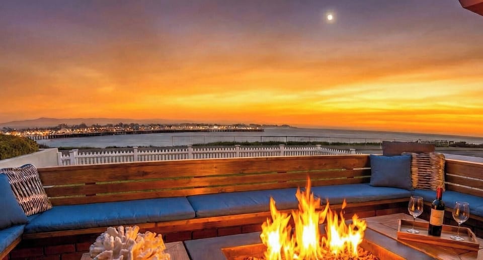 Gather around the ocean front fire pit 