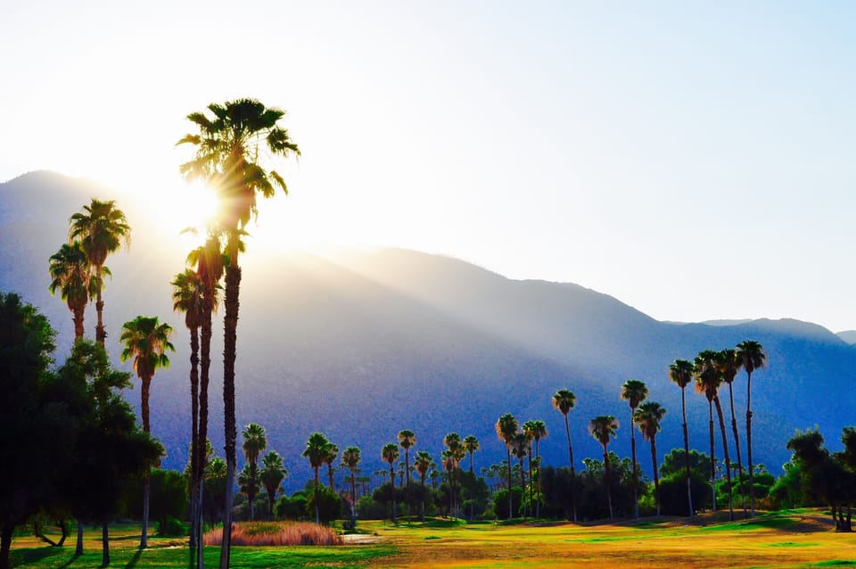 Enjoy your day doing as much or as little as you want in Palm Springs -- and then experience the majesty of a sunset behind the San Jacinto Mountains.