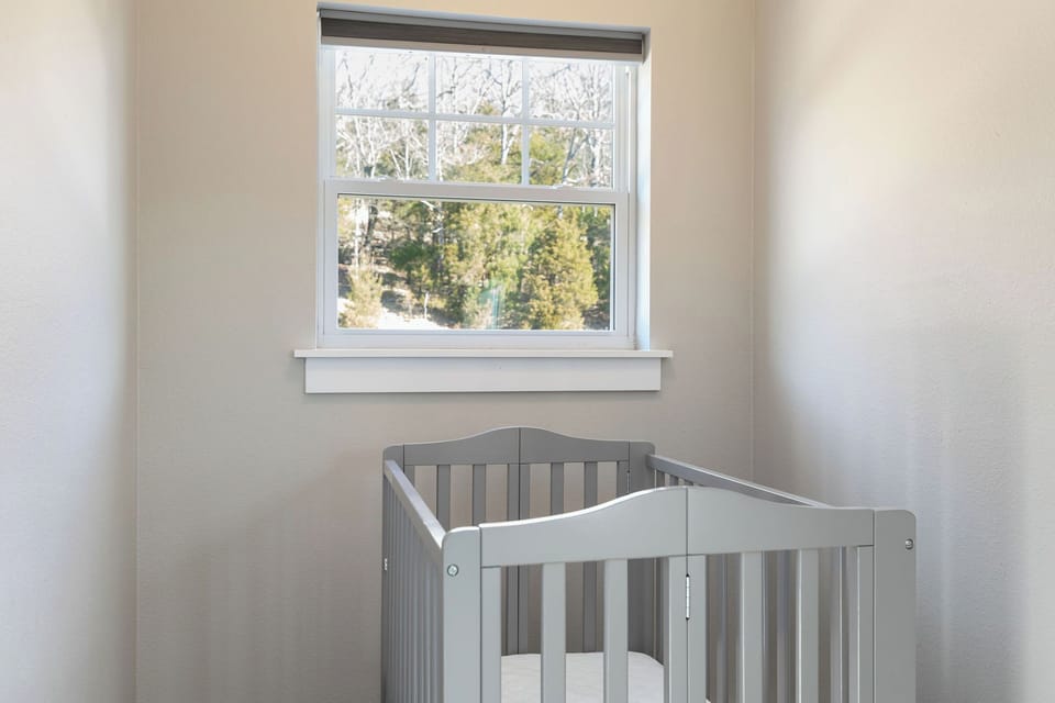 crib supplied in bedroom!