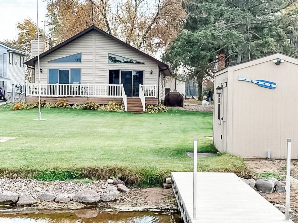 View from the lake of the beautiful Bear Lake waterfront home.
