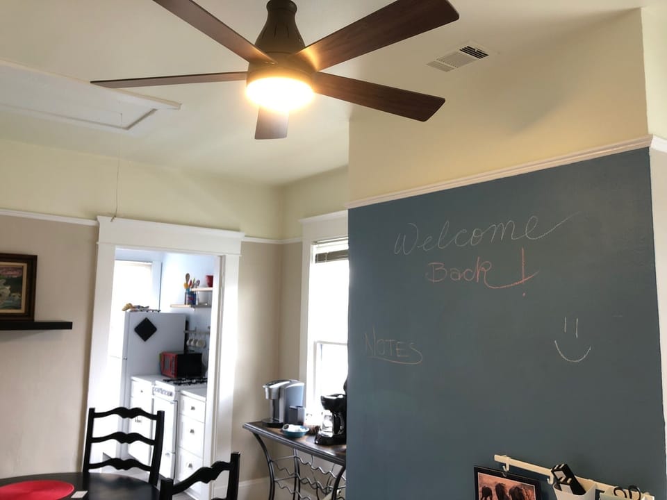 Dining Room with chalkboard wall