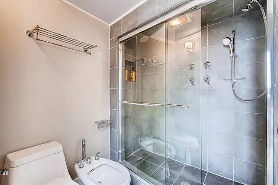 Separate toilet room with 2 person shower