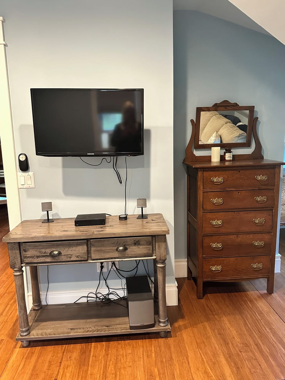 Master bedroom dresser one and Smart TV