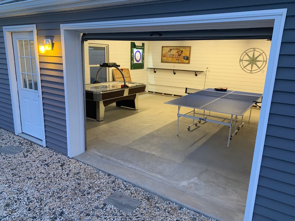 Game Room - Air Hockey, Ping Pong, Darts, Knock Hockey, Corn Hole, & Mini Fridge