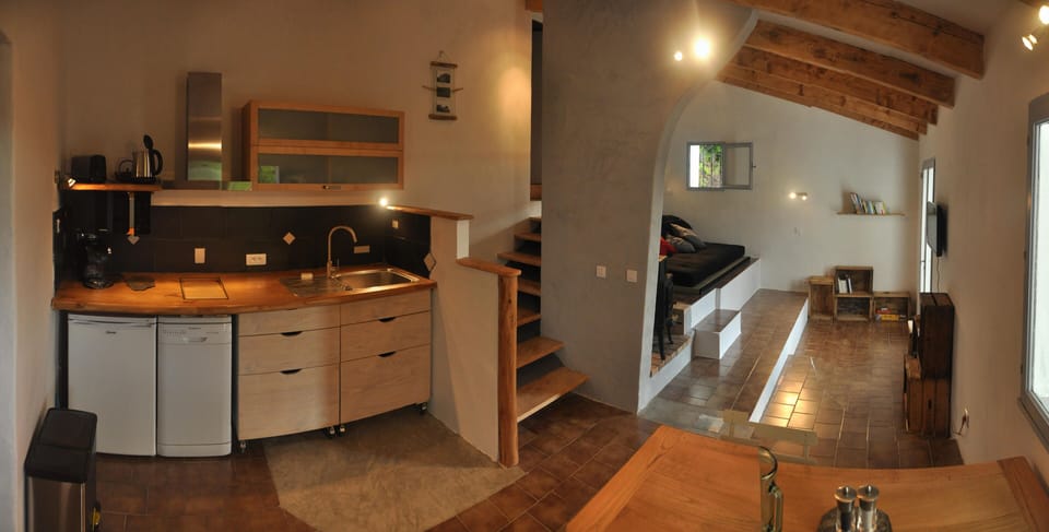 The "kitchen" area in the main room
