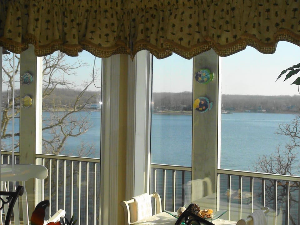 View from the kitchen and dining room.