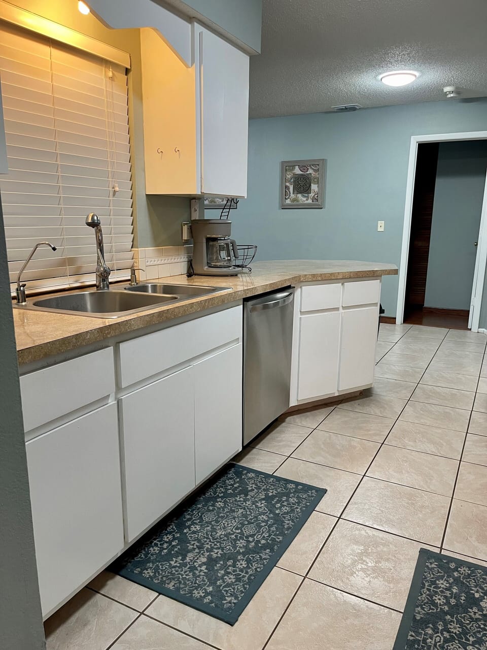 Kitchen with double sink, osmosis water dispenser, dishwasher