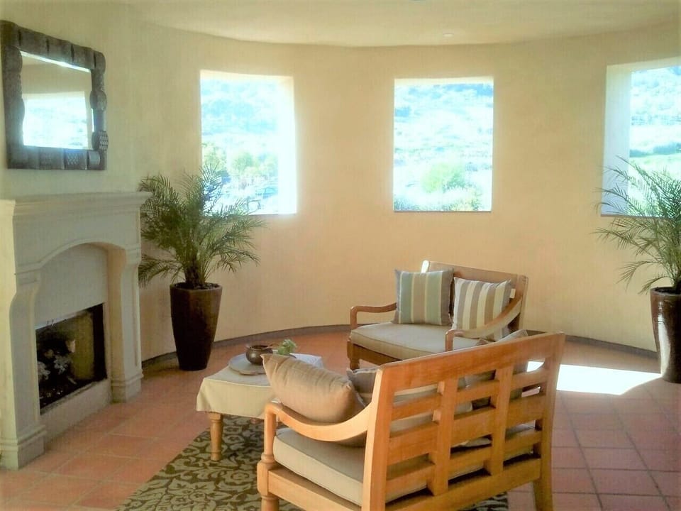Enter From Your Outside Fireplace Loggia Sitting Area