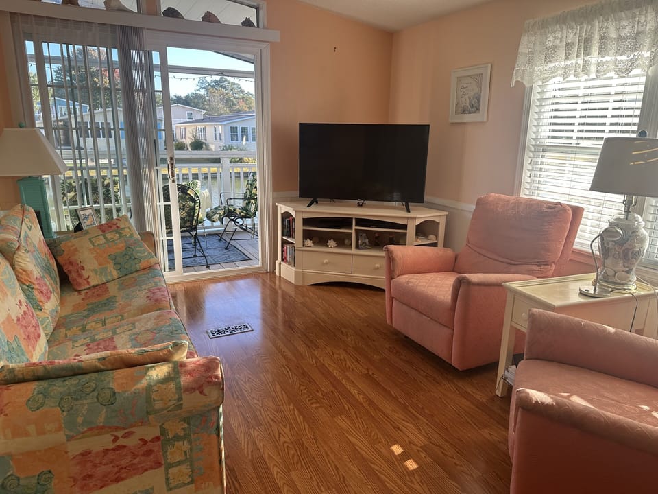 Living and dining areas, view from kitchen.
