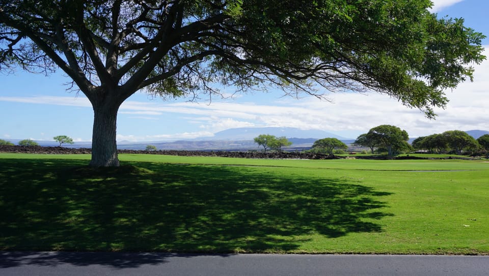 Mauna Kea Volcano as seen from the Hualalai Resort entry road. 