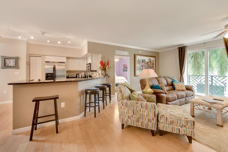 Living room and kitchen counter