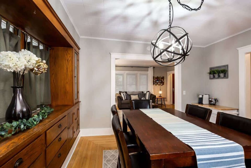 dining area right off the living area. It's also got a little table for coffee. 