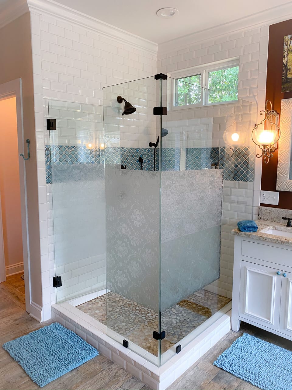Full Glass Shower with View of Lake