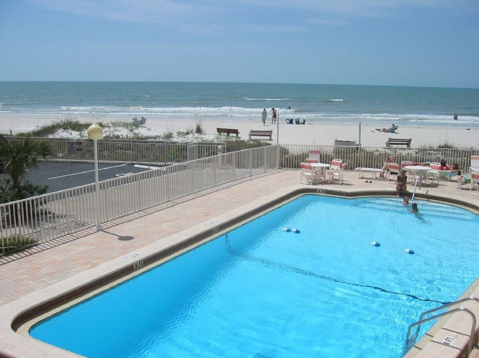 Pool and beach view from our Balcony