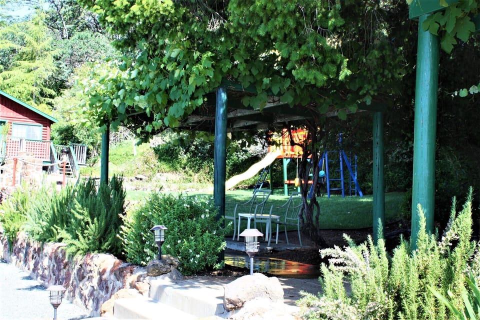 Grape Arbor and play yard