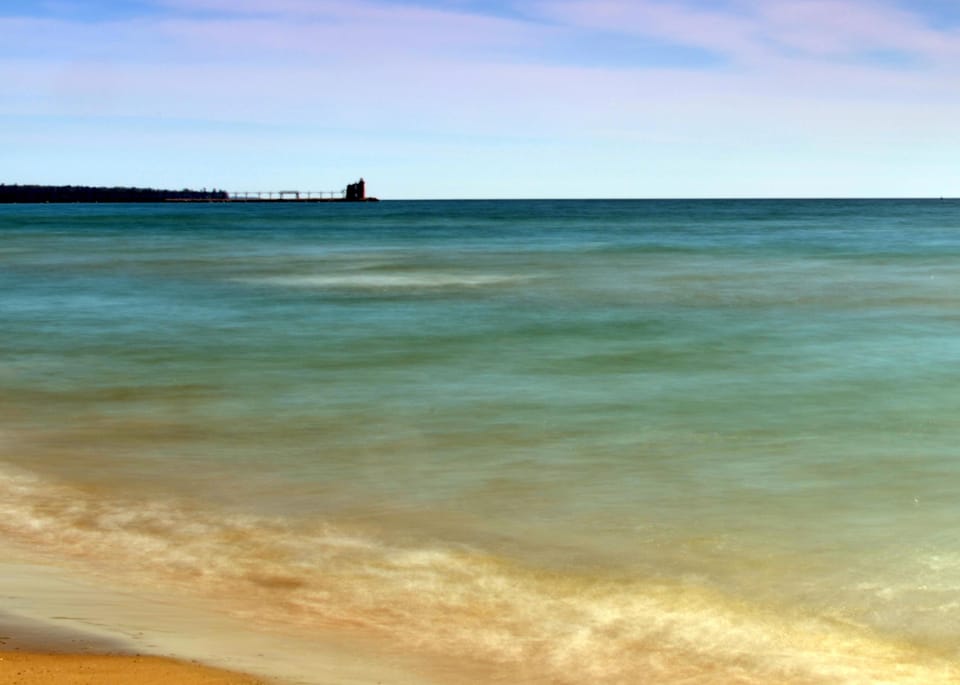 View from the water's edge on the beach.