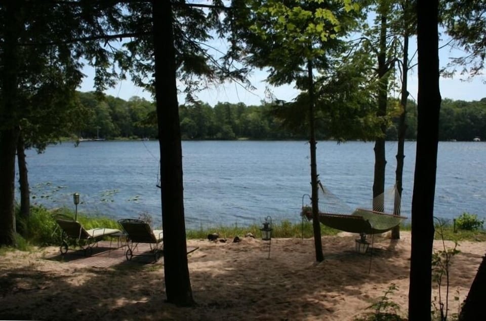 The beach area just in front of the cabin