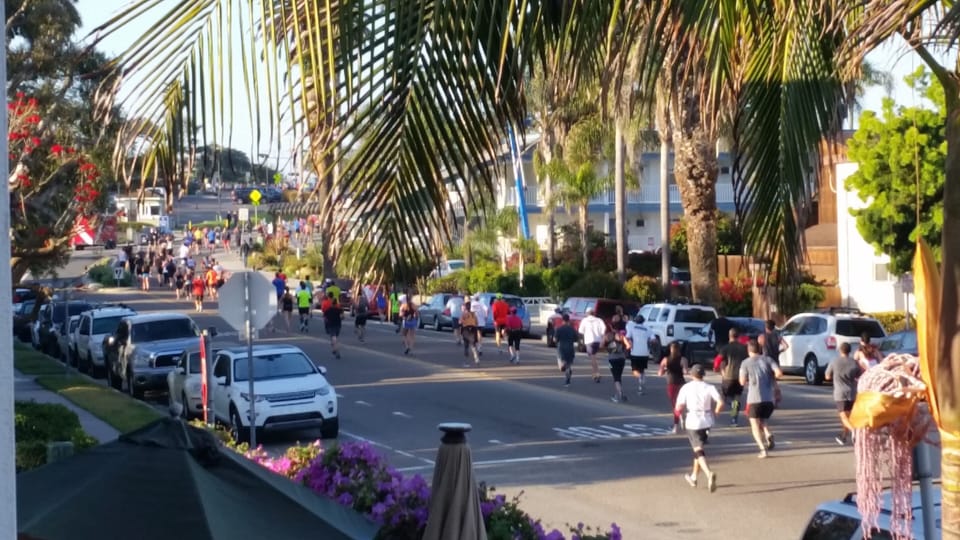 View from upstairs of LaJolla Half going by