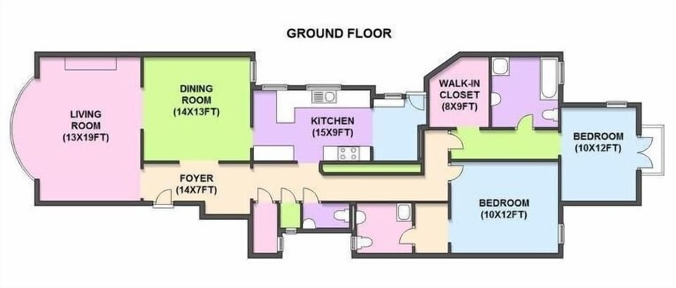 Floor plan showing spaciousness of unit