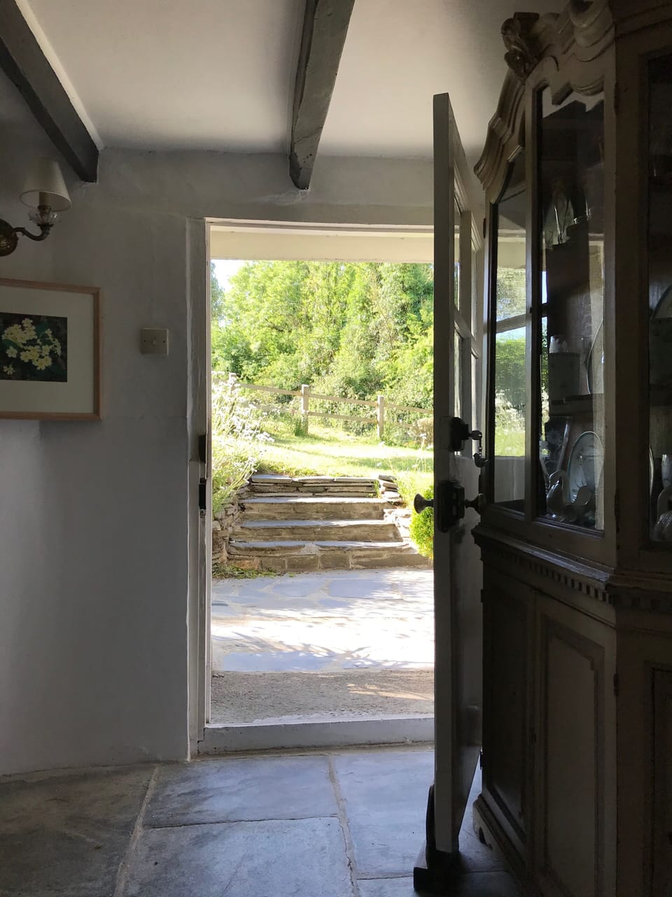 Door from dining room to terrace garden