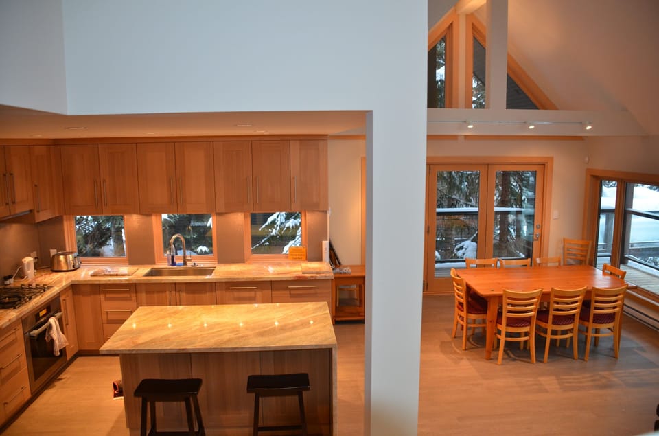Open concept kitchen - dining - living