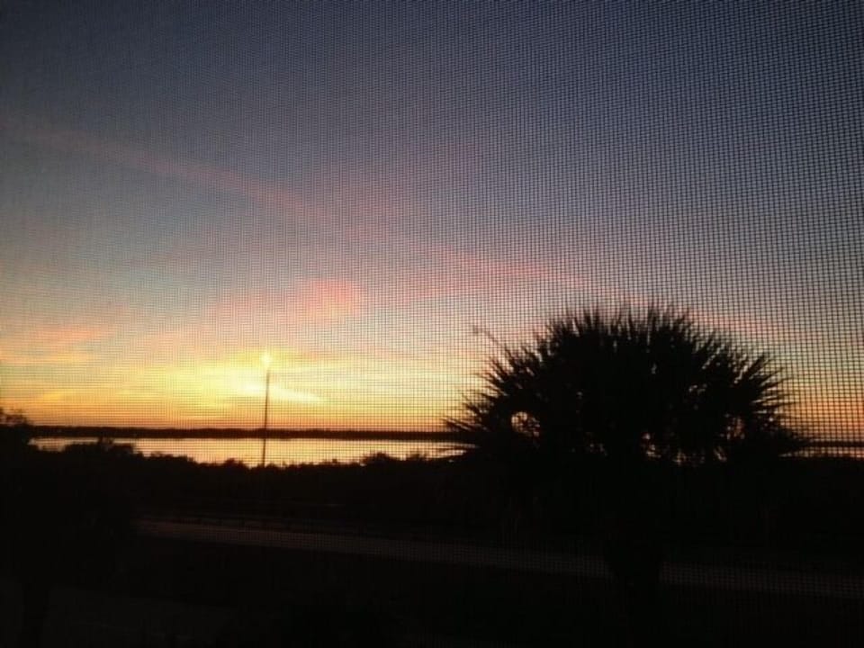 Beautiful sunset over the water  from lanai.