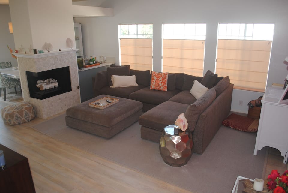 living room w/ gas fireplace