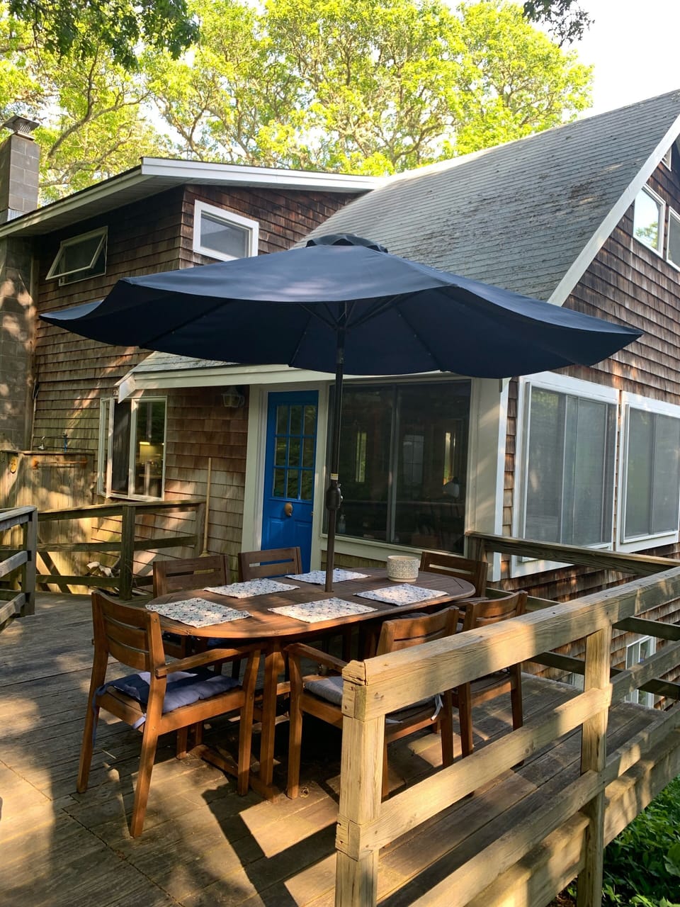 Dining table on back deck.  