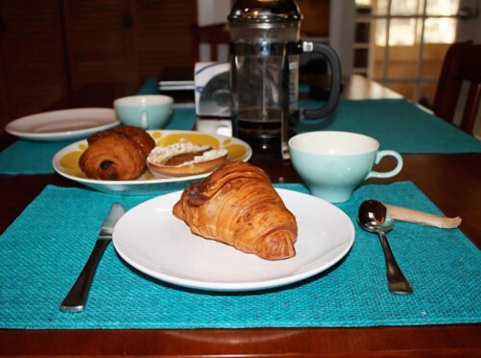 Breakfast at our table brought back from the wonderful PB Boulangerie