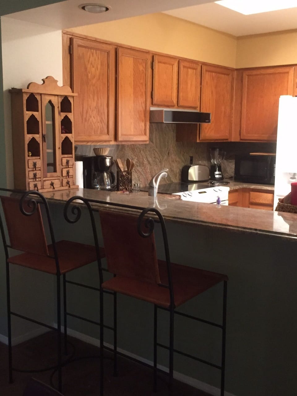 Looking into the kitchen from the dining area