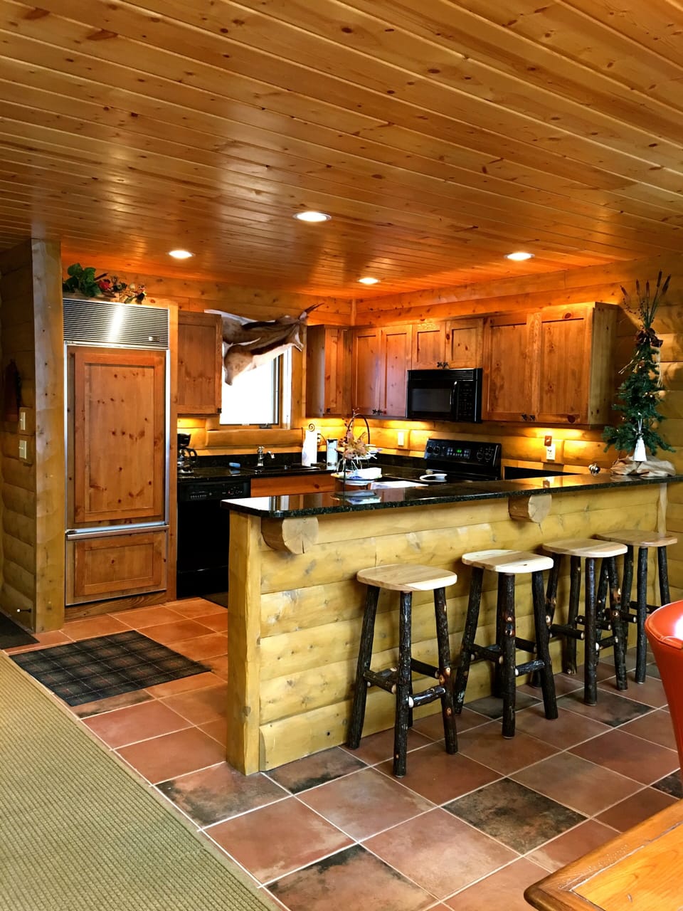 Full kitchen, highlighting SubZero Refrigerator