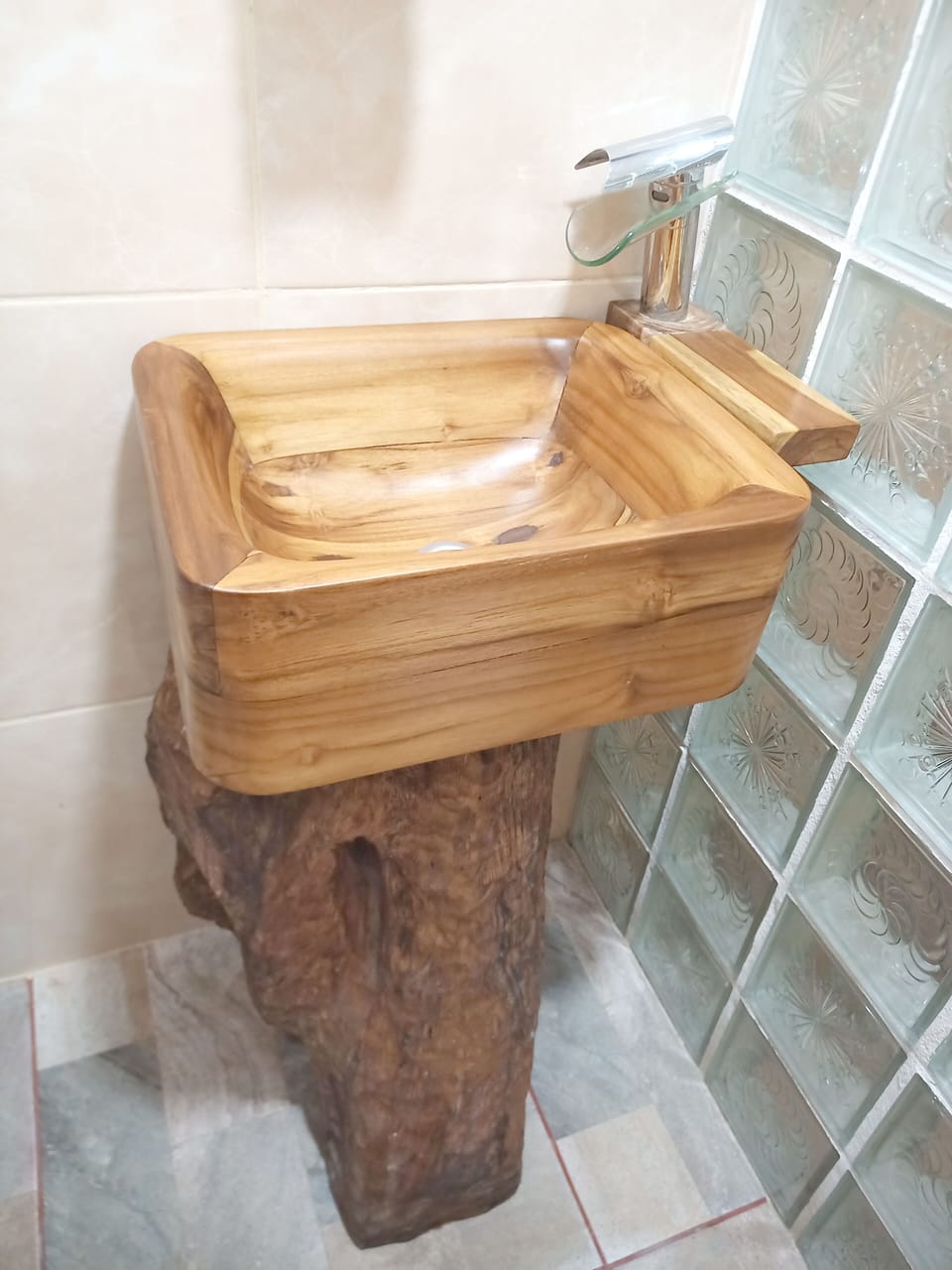 Handmade wood sink.